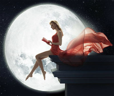 girl beautiful moon dp for whatsapp